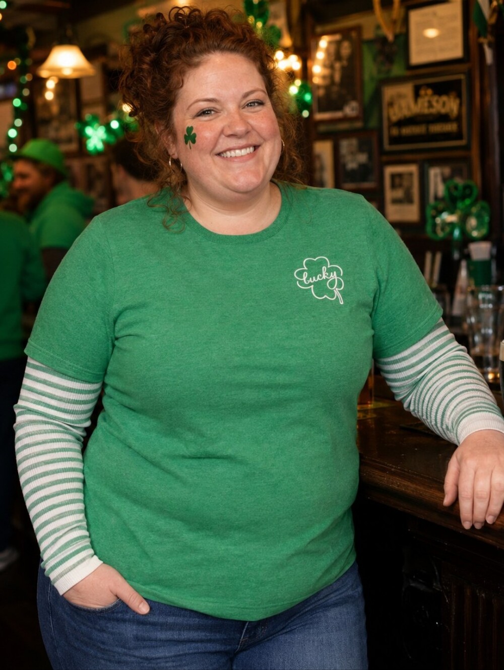Way To Celebrate Lucky Graphic Tee in Green St. Patrick's Day Women's XXL NWT